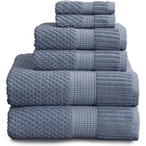 NY Loft 100% katoenen handdoekenset Super zachte en absorberende sneldrogende 2 badhanddoeken 2 handdoeken en 2 washandjes Getextureerd en duurzaam 600 GSM katoen Trinity Collection (6-delige set, vuursteensteen) NY Loft 100% katoenen handdoekenset Super zachte en absorberende sneldrogende 2 badhanddoeken 2 handdoeken en 2 washandjes Getextureerd en duurzaam 600 GSM katoen Trinity Collection (6-delige set, vuursteensteen)