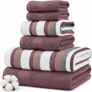 Modern Threads Pax 6-delige omkeerbare garengeverfde jacquard handdoekenset badhanddoeken, handdoeken en washandjes super absorberend en sneldrogend 100% gekamd katoen, palissander Modern Threads Pax 6-delige omkeerbare garengeverfde jacquard handdoekenset badhanddoeken, handdoeken en washandjes super absorberend en sneldrogend 100% gekamd katoen, palissander