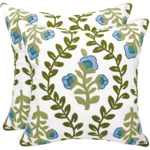 Alysheer Bloem geborduurde boerderij decoratieve sierkussensloop 45,7 x 45,7 cm set van 2, cottage bloemen groene bladeren gebreid patroon, katoenen canvas kussensloop voor bank bank slaapkamer decor Alysheer Bloem geborduurde boerderij decoratieve sierkussensloop 45,7 x 45,7 cm set van 2, cottage bloemen groene bladeren gebreid patroon, katoenen canvas kussensloop voor bank bank slaapkamer decor