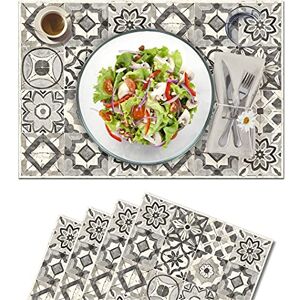 Vilber , Collar 05 Placemats, 4 stuks, 30,5 x 45,6 x 0,22 cm, vuilafstotend, antislip en hittebestendig, te combineren met tafellopers en tapijten Vilber , Collar 05 Placemats, 4 stuks, 30,5 x 45,6 x 0,22 cm, vuilafstotend, antislip en hittebestendig, te combineren met tafellopers en tapijten