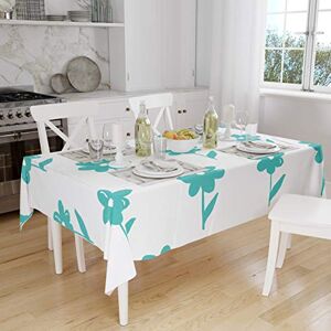 Bonamaison Tafelkleed, Anti-Mold, Sneldrogend, Waterdicht, 100% Polyester Tafellaken, Turkoois, wit, 140 x 160 Cm Ontworpen en Vervaardigd in Turkije Bonamaison Tafelkleed, Anti-Mold, Sneldrogend, Waterdicht, 100% Polyester Tafellaken, Turkoois, wit, 140 x 160 Cm Ontworpen en Vervaardigd in Turkije