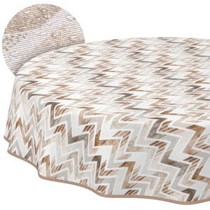 ANRO Tafelkleed afwasbaar zigzag rond 140 cm waterafstotend voor binnen en buiten, lotuseffect, met zoom ANRO Tafelkleed afwasbaar zigzag rond 140 cm waterafstotend voor binnen en buiten, lotuseffect, met zoom