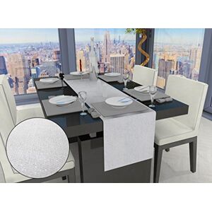 Soleil d'ocre Bella Pad van Tafel, Polyester, Wit, 40x140 cm Soleil d'ocre Bella Pad van Tafel, Polyester, Wit, 40x140 cm