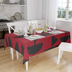 Bonamaison Tafelkleed, Anti-Mold, Sneldrogend, Waterdicht, 100% Polyester Tafellaken, rood Zwart, 140 x 160 Cm Ontworpen en Vervaardigd in Turkije Bonamaison Tafelkleed, Anti-Mold, Sneldrogend, Waterdicht, 100% Polyester Tafellaken, rood Zwart, 140 x 160 Cm Ontworpen en Vervaardigd in Turkije