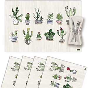 Vilber , Santafe Placemats van vinyl, wasbaar, waterdicht, vuilafstotend, antislip, anti-aanbaklaag, hittebestendig, cactusstijl, planten, meerkleurig Vilber , Santafe Placemats van vinyl, wasbaar, waterdicht, vuilafstotend, antislip, anti-aanbaklaag, hittebestendig, cactusstijl, planten, meerkleurig
