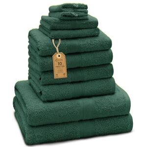 GREEN MARK Textilien GREEN MARK 10-delige handdoekenset van 100% katoen – 4 handdoeken 50×100 cm, 2 badhanddoeken 70×140 cm, 2 gastendoekjes 30×50 cm en 2 washandjes Donkergroen GREEN MARK Textilien GREEN MARK 10-delige handdoekenset van 100% katoen – 4 handdoeken 50×100 cm, 2 badhanddoeken 70×140 cm, 2 gastendoekjes 30×50 cm en 2 washandjes Donkergroen