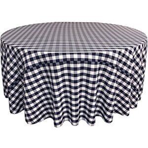 LA Linen Poly Geruit Rond Tafelkleed, 300 cm, marineblauw/wit LA Linen Poly Geruit Rond Tafelkleed, 300 cm, marineblauw/wit