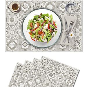 Vilber , Collar Placemats van vinyl, 4 stuks, 30,5 x 45,6 x 0,22 cm, vuilafstotend, antislip en hittebestendig, combineerbaar met tafellopers en tapijten Vilber , Collar Placemats van vinyl, 4 stuks, 30,5 x 45,6 x 0,22 cm, vuilafstotend, antislip en hittebestendig, combineerbaar met tafellopers en tapijten