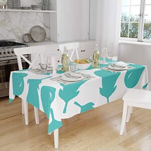 Bonamaison Tafelkleed, Anti-Mold, Sneldrogend, Waterdicht, 100% Polyester Tafellaken, Turkoois, wit, 140 x 160 Cm Ontworpen en Vervaardigd in Turkije Bonamaison Tafelkleed, Anti-Mold, Sneldrogend, Waterdicht, 100% Polyester Tafellaken, Turkoois, wit, 140 x 160 Cm Ontworpen en Vervaardigd in Turkije