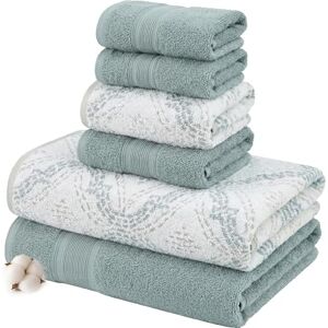 Modern Threads Capri 6-delige omkeerbare garengeverfde jacquard handdoekenset badhanddoeken, handdoeken en washandjes super absorberend en sneldrogend 100% gekamd katoen, klimop Modern Threads Capri 6-delige omkeerbare garengeverfde jacquard handdoekenset badhanddoeken, handdoeken en washandjes super absorberend en sneldrogend 100% gekamd katoen, klimop