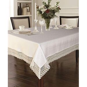 Violet Linen Violet Linnen Legacy Cobblestone Design tafelkleed Legacy hoofdsteen design macramé kanten boord 70" X 160" wit Violet Linen Violet Linnen Legacy Cobblestone Design tafelkleed Legacy hoofdsteen design macramé kanten boord 70" X 160" wit
