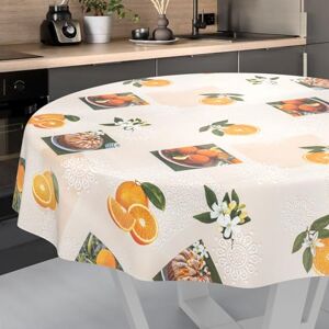 ANRO Tafelkleed, afwasbaar, tafelzeil, voor binnen en buiten, rond, met snijrand, 140 cm, oranje ANRO Tafelkleed, afwasbaar, tafelzeil, voor binnen en buiten, rond, met snijrand, 140 cm, oranje
