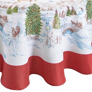 Elrene Home Fashions Santa's Snowy Sleighride stoffen tafelkleed, 152,4 x 213,4 cm ovaal, multi Elrene Home Fashions Santa's Snowy Sleighride stoffen tafelkleed, 152,4 x 213,4 cm ovaal, multi