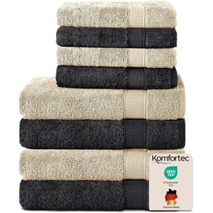 Komfortec Handdoekenset – Set van 8-4x Handdoek 50x100 cm en 4x Badhanddoek 70x140 cm 100% Katoen Zwart&Beige Komfortec Handdoekenset – Set van 8-4x Handdoek 50x100 cm en 4x Badhanddoek 70x140 cm 100% Katoen Zwart&Beige