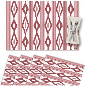 Vilber , Mahon Placemats van vinyl, wasbaar, waterdicht, vuilafstotend, antislip, anti-aanbaklaag, hittebestendig, Ikat-Mallorca-stijl, rand, rood Vilber , Mahon Placemats van vinyl, wasbaar, waterdicht, vuilafstotend, antislip, anti-aanbaklaag, hittebestendig, Ikat-Mallorca-stijl, rand, rood