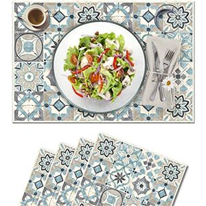 Vilber , Collar 03 Placemats van vinyl, 4 stuks, 30,5 x 45,6 x 0,22 cm, vuilafstotend, antislip en hittebestendig, combineerbaar met tafellopers en tapijten Vilber , Collar 03 Placemats van vinyl, 4 stuks, 30,5 x 45,6 x 0,22 cm, vuilafstotend, antislip en hittebestendig, combineerbaar met tafellopers en tapijten