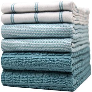 Bumble Towels Bumble Keukenhanddoeken, theedoeken, katoen, verpakking van 6 stuks, XL afmetingen 50 x 70 cm, elegant, zacht en robuust ringgesponnen katoen in 3 verschillende texturen, groenblauw Bumble Towels Bumble Keukenhanddoeken, theedoeken, katoen, verpakking van 6 stuks, XL afmetingen 50 x 70 cm, elegant, zacht en robuust ringgesponnen katoen in 3 verschillende texturen, groenblauw