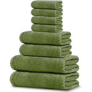 Tens Towels 8-delige handdoekenset, 2 extra grote badhanddoeken, 2 handdoeken, 4 washandjes, 100% katoen, lichter gewicht, sneller te drogen, super absorberend, perfecte badkamerhanddoekenset (groen) Tens Towels 8-delige handdoekenset, 2 extra grote badhanddoeken, 2 handdoeken, 4 washandjes, 100% katoen, lichter gewicht, sneller te drogen, super absorberend, perfecte badkamerhanddoekenset (groen)