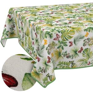 ANRO Afwasbaar tafelzeil, lotuseffect, onderhoudsvriendelijk, van katoen, polyester, vuilafstotend, voor buiten, tuintafelkleed, vlinderbladeren, bries, 100 x 140 cm, met biesband ANRO Afwasbaar tafelzeil, lotuseffect, onderhoudsvriendelijk, van katoen, polyester, vuilafstotend, voor buiten, tuintafelkleed, vlinderbladeren, bries, 100 x 140 cm, met biesband