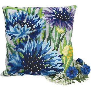 ART CdA kruissteekkussen "Blauwe Bloemen" 5108, 40x40cm, borduurafbeelding voorgetekend ART CdA kruissteekkussen "Blauwe Bloemen" 5108, 40x40cm, borduurafbeelding voorgetekend