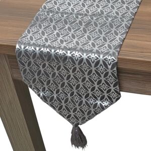 DRW Tafelloper van polyester met zilveren bloem, 33 x 180 cm DRW Tafelloper van polyester met zilveren bloem, 33 x 180 cm