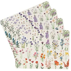 Kokonote Botanische Wild Flowers 4 Onderzetters - Woondecoratie Kokonote Botanische Wild Flowers 4 Onderzetters - Woondecoratie