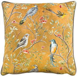 furn. Wylder Orient Chinoiserie Birds Velvet Piped Feather Rich gevuld kussen furn. Wylder Orient Chinoiserie Birds Velvet Piped Feather Rich gevuld kussen