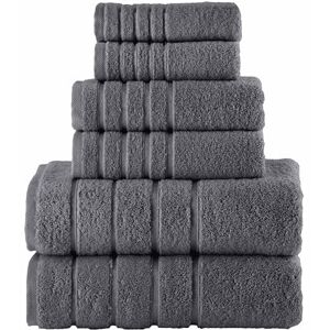 Elegant Comfort 4 lijnen Viscose Streep 6-delige Premium Handdoekenset 100% Turks Katoen Hoog Absorberende Luxe Badhanddoeken Inclusief 2 Washandjes, 2 Handdoeken en 2 Badhanddoeken Set, Grijs Elegant Comfort 4 lijnen Viscose Streep 6-delige Premium Handdoekenset 100% Turks Katoen Hoog Absorberende Luxe Badhanddoeken Inclusief 2 Washandjes, 2 Handdoeken en 2 Badhanddoeken Set, Grijs