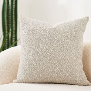 DOMVITUS Luxe decoratieve sierkussenhoes 45 x 45 cm getextureerde boucle vierkante sofa sofa kussen voor woonkamer geweven accent kussensloop, 1 stuk, botercrème DOMVITUS Luxe decoratieve sierkussenhoes 45 x 45 cm getextureerde boucle vierkante sofa sofa kussen voor woonkamer geweven accent kussensloop, 1 stuk, botercrème