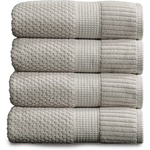 NY Loft 100% katoenen badhanddoek 4 stuks Super zachte en absorberende sneldrogende badhanddoeken 30" x 52" Getextureerd en duurzaam katoen Trinity Collection (4-pack badhanddoek, Quiet Grey) NY Loft 100% katoenen badhanddoek 4 stuks Super zachte en absorberende sneldrogende badhanddoeken 30" x 52" Getextureerd en duurzaam katoen Trinity Collection (4-pack badhanddoek, Quiet Grey)