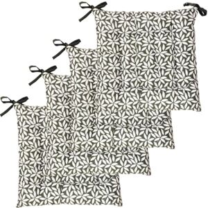Atout Ciel Set van 4 tweekleurige vierkante stoelkussens 40 x 40 cm, kaki bedrukt/effen Atout Ciel Set van 4 tweekleurige vierkante stoelkussens 40 x 40 cm, kaki bedrukt/effen
