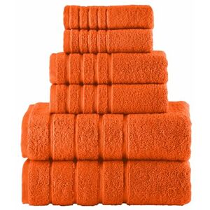 Elegant Comfort 4 lijnen viscose streep 6-delige premium handdoekenset 100% Turks katoen zeer absorberend luxe badhanddoeken inclusief 2 washandjes, 2 handdoeken en 2 badhanddoekenset, oranje Elegant Comfort 4 lijnen viscose streep 6-delige premium handdoekenset 100% Turks katoen zeer absorberend luxe badhanddoeken inclusief 2 washandjes, 2 handdoeken en 2 badhanddoekenset, oranje