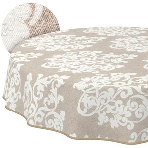 ANRO Afwasbaar tafelkleed damast rond 120 cm waterafstotend voor binnen en buiten, lotuseffect, met zoom ANRO Afwasbaar tafelkleed damast rond 120 cm waterafstotend voor binnen en buiten, lotuseffect, met zoom