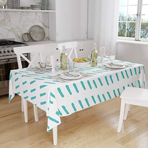 Bonamaison Tafelkleed, Anti-Mold, Sneldrogend, Waterdicht, 100% Polyester Tafellaken, Turkoois, wit, 140 x 160 Cm Ontworpen en Vervaardigd in Turkije Bonamaison Tafelkleed, Anti-Mold, Sneldrogend, Waterdicht, 100% Polyester Tafellaken, Turkoois, wit, 140 x 160 Cm Ontworpen en Vervaardigd in Turkije