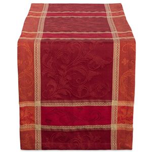 DII Traditionele oogst tarwe jacquard collectie Thanksgiving herfst tafel decor damast katoen, 14x108 rechthoekige tafelloper, verbrande oranje pompoen wijnstok DII Traditionele oogst tarwe jacquard collectie Thanksgiving herfst tafel decor damast katoen, 14x108 rechthoekige tafelloper, verbrande oranje pompoen wijnstok