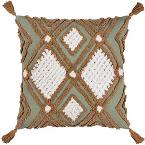 Furn Aquene Getuft Kussen met Franje in Polyester - Groen - 50cm x 50cm - Kussen Furn Aquene Getuft Kussen met Franje in Polyester - Groen - 50cm x 50cm - Kussen