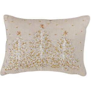 SARO LIFESTYLE L'hiver Design Poly Blend geborduurd kerstboom kussen gevuld met dons, 35,6 x 50,8 cm, natuur SARO LIFESTYLE L'hiver Design Poly Blend geborduurd kerstboom kussen gevuld met dons, 35,6 x 50,8 cm, natuur