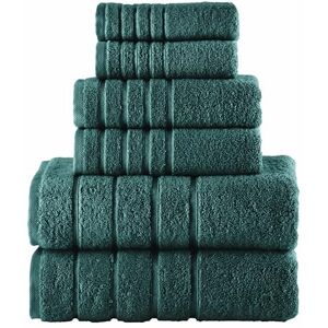 Elegant Comfort 4 lijnen viscose streep 6-delige premium handdoekenset 100% Turks katoen zeer absorberend luxe badhanddoeken inclusief 2 washandjes, 2 handdoeken en 2 badhanddoekenset, Hunter Elegant Comfort 4 lijnen viscose streep 6-delige premium handdoekenset 100% Turks katoen zeer absorberend luxe badhanddoeken inclusief 2 washandjes, 2 handdoeken en 2 badhanddoekenset, Hunter