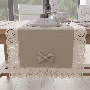 PETTI Artigiani Italiani Tafelloper, keukenloper, elegante tafelloper, effen, met ruches van kant en strikken, tafelloper van katoen, tafelloper 40 x 140 cm, 100% Made in Italy PETTI Artigiani Italiani Tafelloper, keukenloper, elegante tafelloper, effen, met ruches van kant en strikken, tafelloper van katoen, tafelloper 40 x 140 cm, 100% Made in Italy