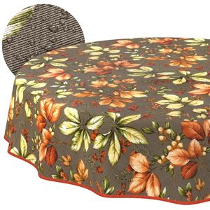 ANRO Afwasbaar tafelkleed, herfst, rond, 140 cm, waterafstotend, voor binnen en buiten, lotuseffect, met zoom ANRO Afwasbaar tafelkleed, herfst, rond, 140 cm, waterafstotend, voor binnen en buiten, lotuseffect, met zoom