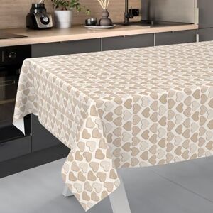 ANRO Tafelzeil, afwasbaar tafellaken van oliedoek, tuintafelkleed, voor binnen en buiten, met snijrand, hart, 200 x 140 cm, beige ANRO Tafelzeil, afwasbaar tafellaken van oliedoek, tuintafelkleed, voor binnen en buiten, met snijrand, hart, 200 x 140 cm, beige