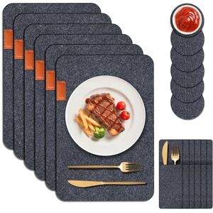 Vonsera Placemats, afwasbaar, hittebestendig, afwasbaar, onderzetters, set van 18 placemats en onderzetters met bestekhoezen, bescherm je keuken- en eettafel, rechthoekig Vonsera Placemats, afwasbaar, hittebestendig, afwasbaar, onderzetters, set van 18 placemats en onderzetters met bestekhoezen, bescherm je keuken- en eettafel, rechthoekig