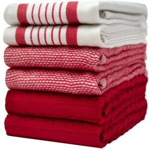 Bumble Towels Bumble Keukenhanddoeken, theedoeken, katoen, verpakking van 6 stuks, XL afmetingen 50 x 70 cm, elegant, zacht en robuust ringgesponnen katoen in 3 verschillende texturen, rood Bumble Towels Bumble Keukenhanddoeken, theedoeken, katoen, verpakking van 6 stuks, XL afmetingen 50 x 70 cm, elegant, zacht en robuust ringgesponnen katoen in 3 verschillende texturen, rood