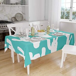 Bonamaison Tafelkleed, Anti-Mold, Sneldrogend, Waterdicht, 100% Polyester Tafellaken, Turkoois, wit, 140 x 160 Cm Ontworpen en Vervaardigd in Turkije Bonamaison Tafelkleed, Anti-Mold, Sneldrogend, Waterdicht, 100% Polyester Tafellaken, Turkoois, wit, 140 x 160 Cm Ontworpen en Vervaardigd in Turkije