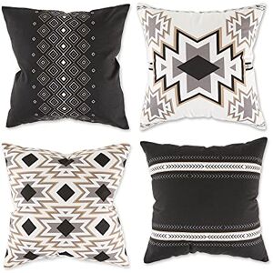 DII Sierkussenhoes Collectie Decoratief Vierkant, 18x18, Zwart Assortiment Azteekse Print 4 Stuk DII Sierkussenhoes Collectie Decoratief Vierkant, 18x18, Zwart Assortiment Azteekse Print 4 Stuk