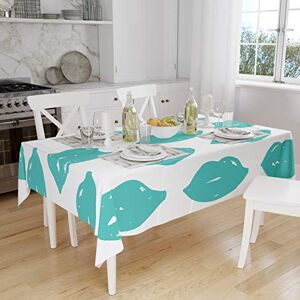 Bonamaison Tafelkleed, Anti-Mold, Sneldrogend, Waterdicht, 100% Polyester Tafellaken, Turkoois, wit, 140 x 160 Cm Ontworpen en Vervaardigd in Turkije Bonamaison Tafelkleed, Anti-Mold, Sneldrogend, Waterdicht, 100% Polyester Tafellaken, Turkoois, wit, 140 x 160 Cm Ontworpen en Vervaardigd in Turkije