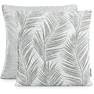 AmeliaHome 2 kussenslopen tweezijdig ultrasoon stiksel 45 x 45 cm plantenpatroon grijs wit Tropical Bonaire AmeliaHome 2 kussenslopen tweezijdig ultrasoon stiksel 45 x 45 cm plantenpatroon grijs wit Tropical Bonaire