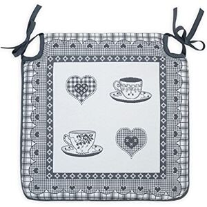 Deco Mex ECG32639 stoelkussen CORI, polyester, acryl, katoen, grijs, donkerblauw, 40x40 cm Deco Mex ECG32639 stoelkussen CORI, polyester, acryl, katoen, grijs, donkerblauw, 40x40 cm