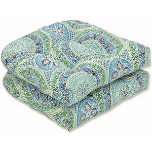 Pillow Perfect Tufted zitkussens (ronde rug), stof, blauw, 2 stuks (Pack van 1) Pillow Perfect Tufted zitkussens (ronde rug), stof, blauw, 2 stuks (Pack van 1)