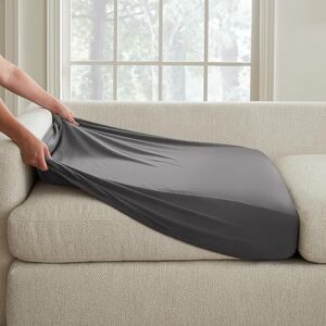 Surefit Hampstead Stretch fluwelen sectionele slipcovers, grote bankkussens met elastische onderkant voor een goede pasvorm, machinewasbare bankhoezen, enkelvoudige houtskoolkussenhoes Surefit Hampstead Stretch fluwelen sectionele slipcovers, grote bankkussens met elastische onderkant voor een goede pasvorm, machinewasbare bankhoezen, enkelvoudige houtskoolkussenhoes